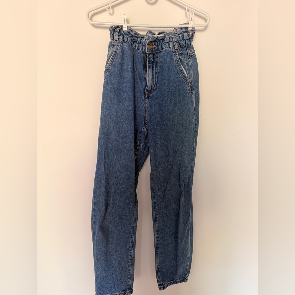 Zara Womens Jeans Paper Bag High Rise